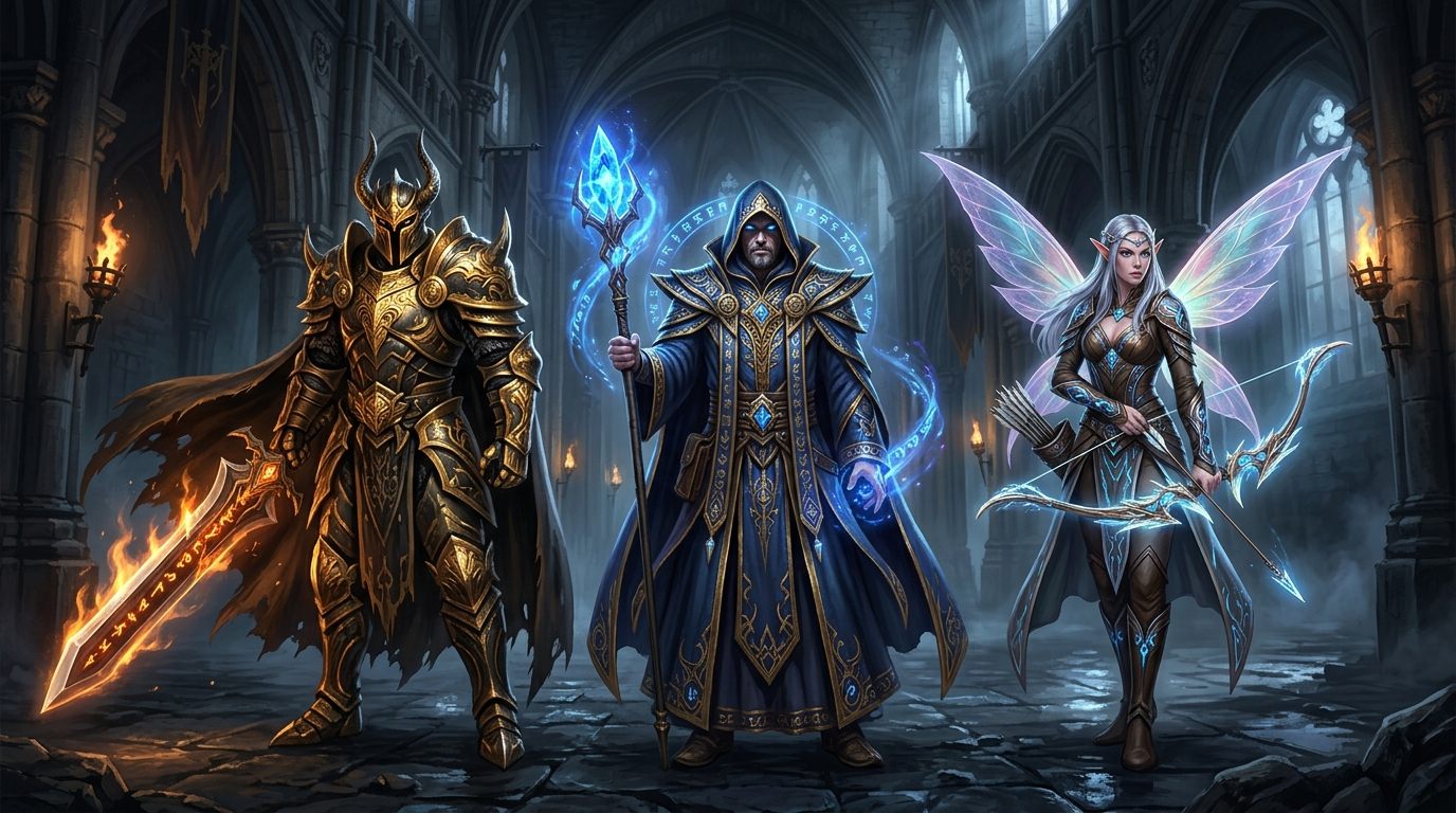 Classes de MU Online: Dark Knight, Dark Wizard e Fairy Elf